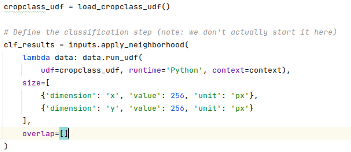 Applying custom Python code to an openEO datacube